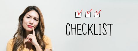 Woman looks dubiously at check list with checked boxes