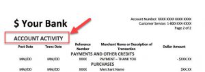 Sample Credit Card statement with heading level 1 circled to demonstrate High Volume Solution