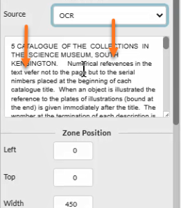 Equidox OCR box for text zones - showing OCR errors in the words "reference" and "refer"